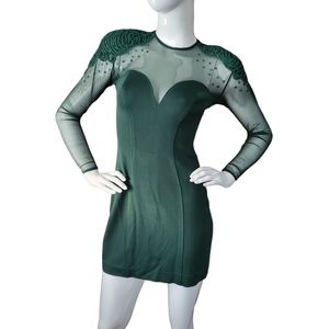 Vintage 1990s Mini Dress Sheer long Sleeves